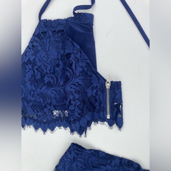 For Love and Lemons Maui Waui Blue Lace Skirt Set - Picture 7 of 16